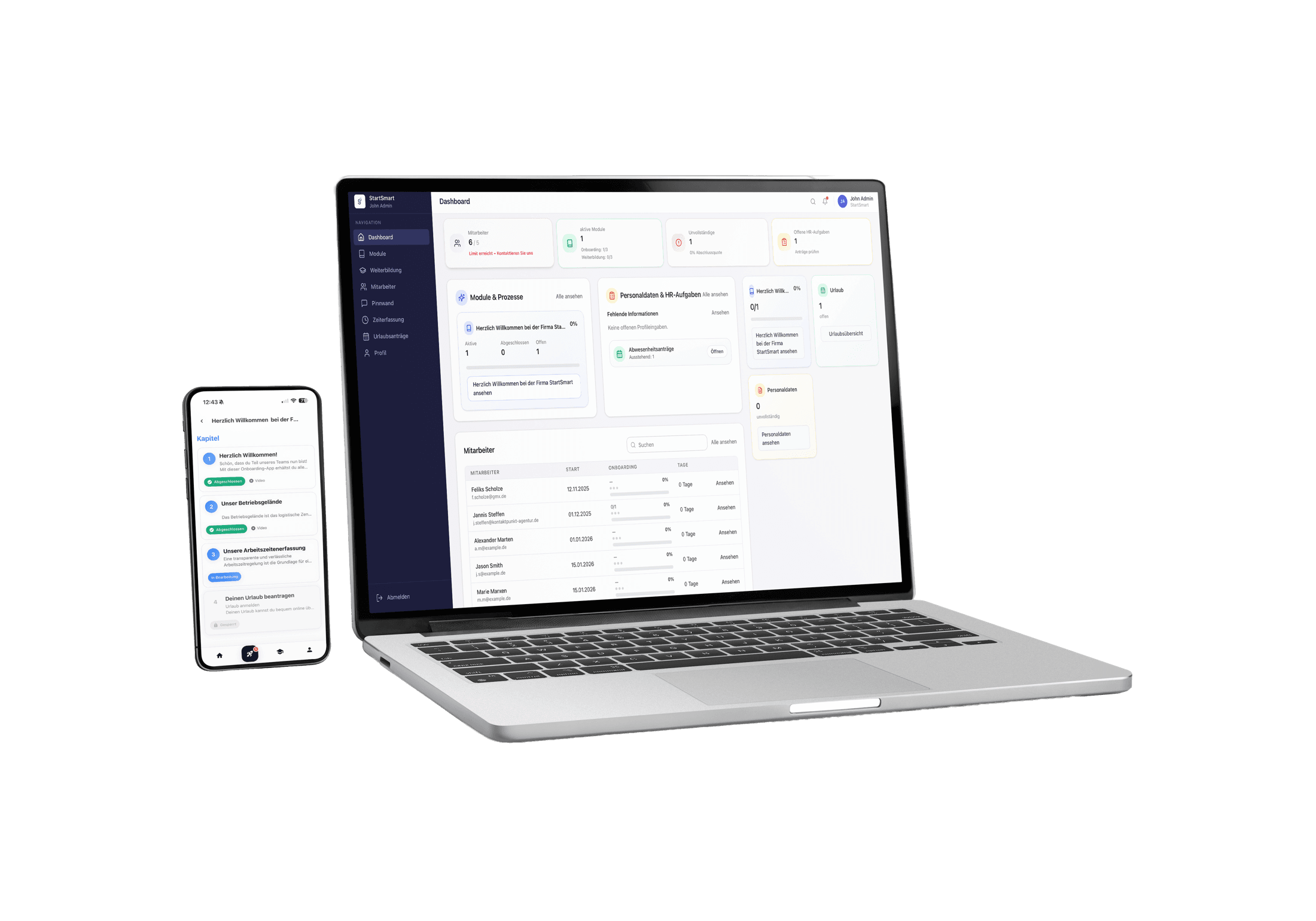 StartSmart Dashboard auf Laptop und Smartphone